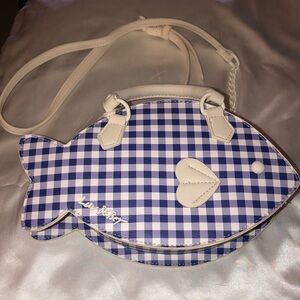 Luv Betsey by Betsey Johnson Blue & White Gingham Fish Crossbody Bag NWT